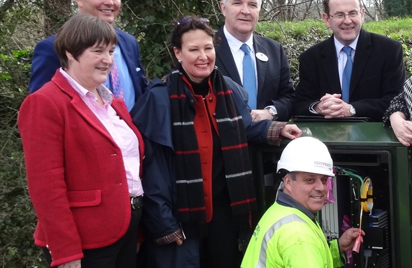 Anne Marie and others at a new superfast broadband cabinet