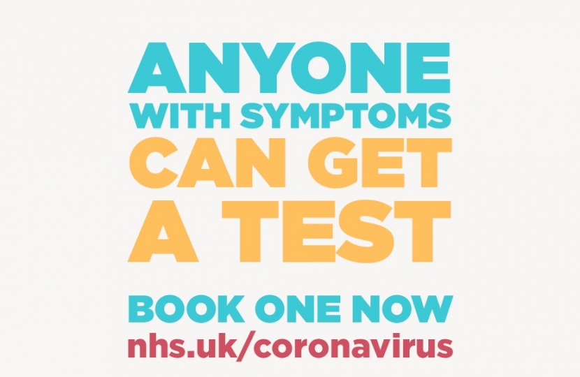 Anyone with symptoms can get a test - book one now at nhs.uk/coronavirus