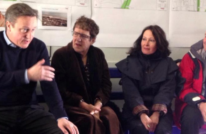 Anne Marie and Prime Minister David Cameron meet local volunteers in Dawlish