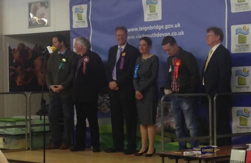 The candidates at the count at Newton Abbot Racecourse