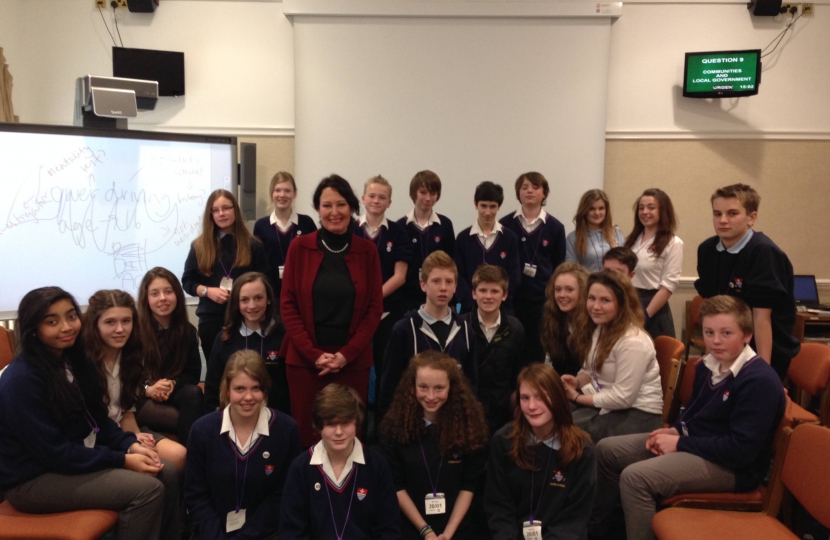Anne Marie with pupils from Teign School