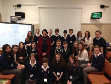 Anne Marie with pupils from Teign School